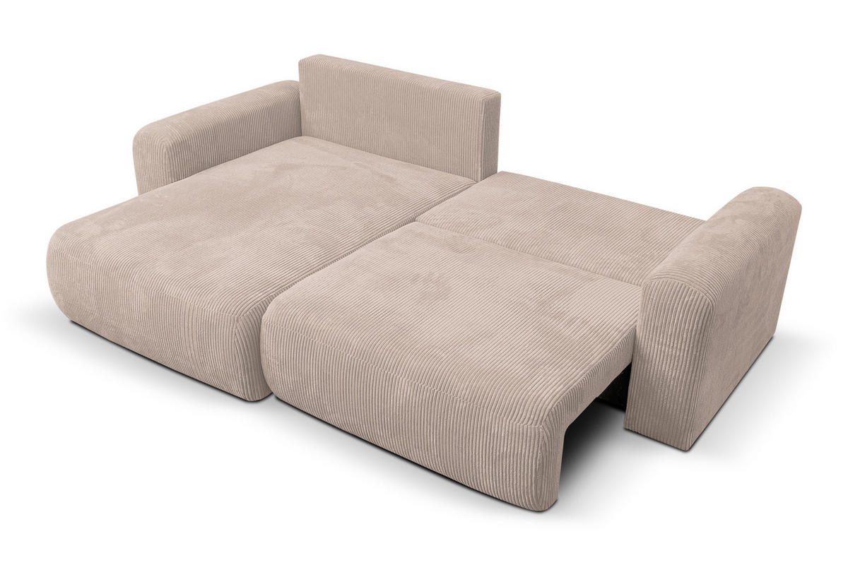 ECKSOFA Roma, Eckcouch in L-Form mit Schlaffunktion und Bettkasten, Farbe: Braun, Cordstoff, Ottomane Universal - Braun, Textil (244/142cm) - VENASI MÖBEL
