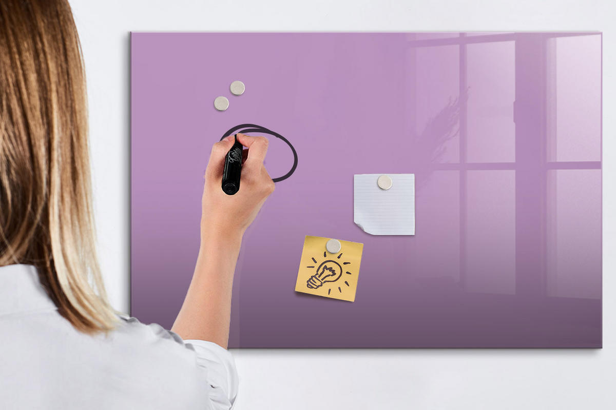 MAGNETTAFEL 90x60 Flieder schwarzer Marker - Violett, Glas (90/0.4/60cm) - TULUP
