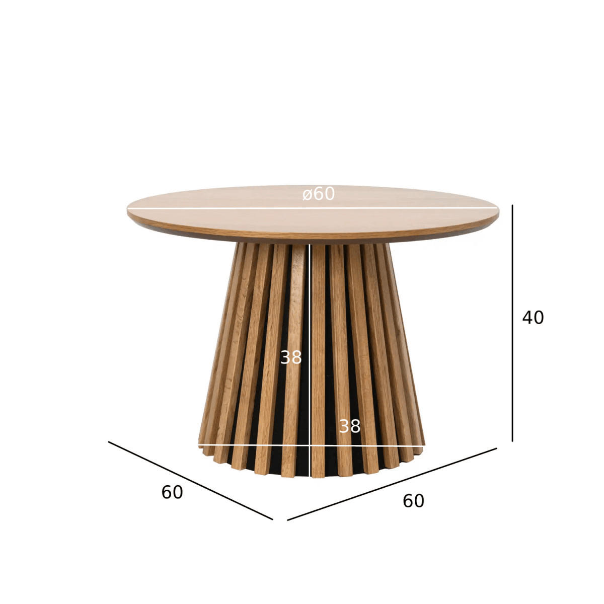 COUCHTISCH rund Wildeiche 60/60/40 cm - Honigeiche/Eichefarben, Holzwerkstoff (60/60/40cm) - Furnhouse