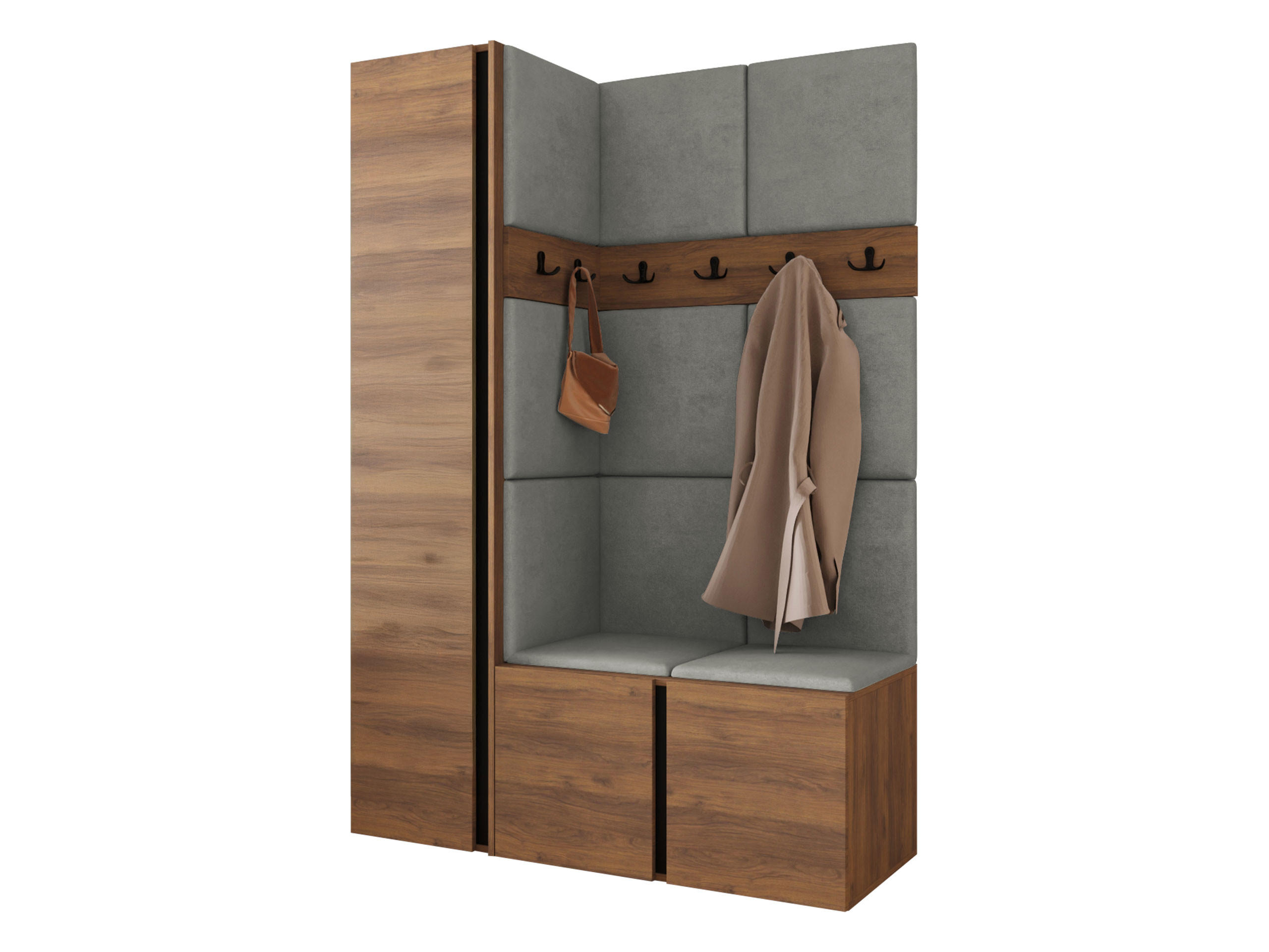 MOBILIER PENTRU HOL Orion IX - culoare lemn de nuc/gri, material plastic/compozit lemnos (124/186/46cm) - MIRJAN24