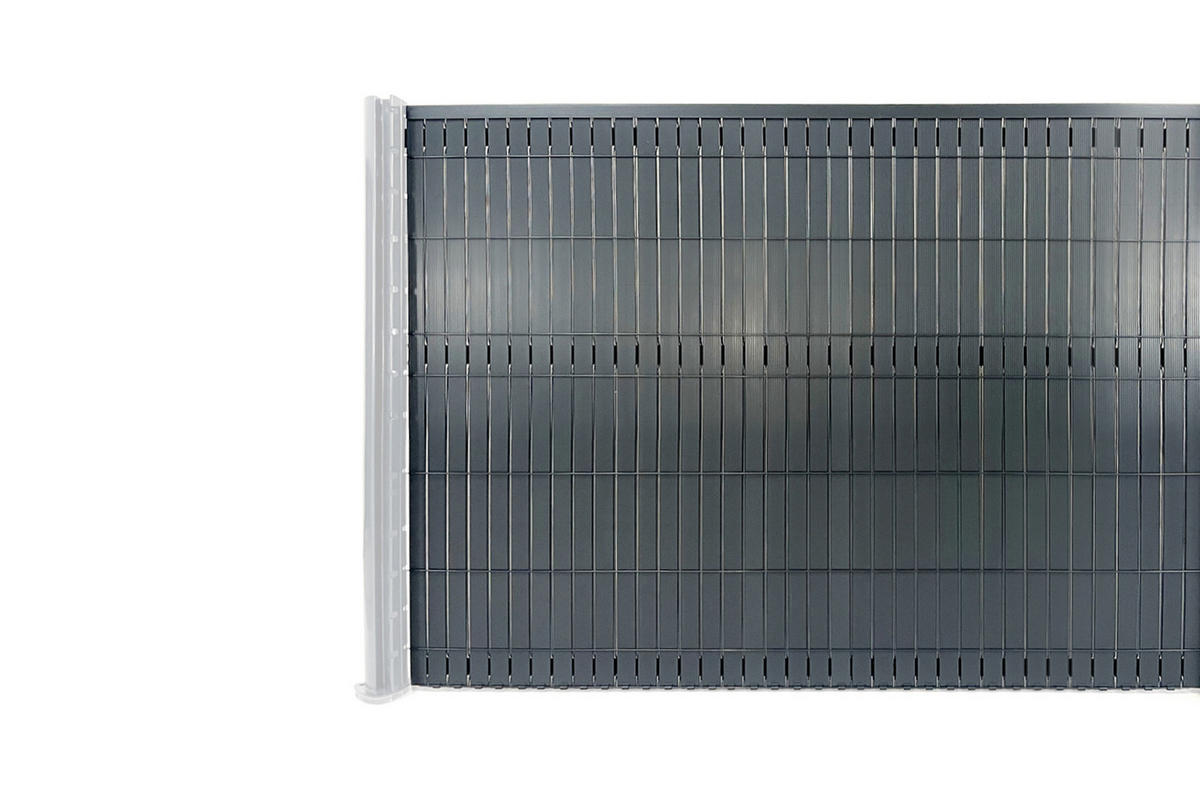 PVC-SICHTSCHUTZLAMELLEN-STEIF-SET Cinto grau 4m H.150cm - Mit clips und Endprofil - Grau, Kunststoff (400/153cm) - Casanoov