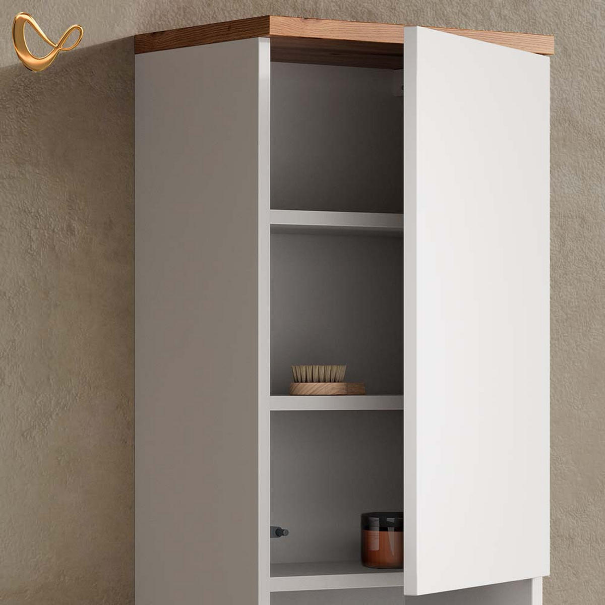BADSCHRANK Tanaro Weiß 40 x 77.5 cm mit 4 Fächer - Weiß, Holzwerkstoff (40/77.5/27cm) - Livinity®