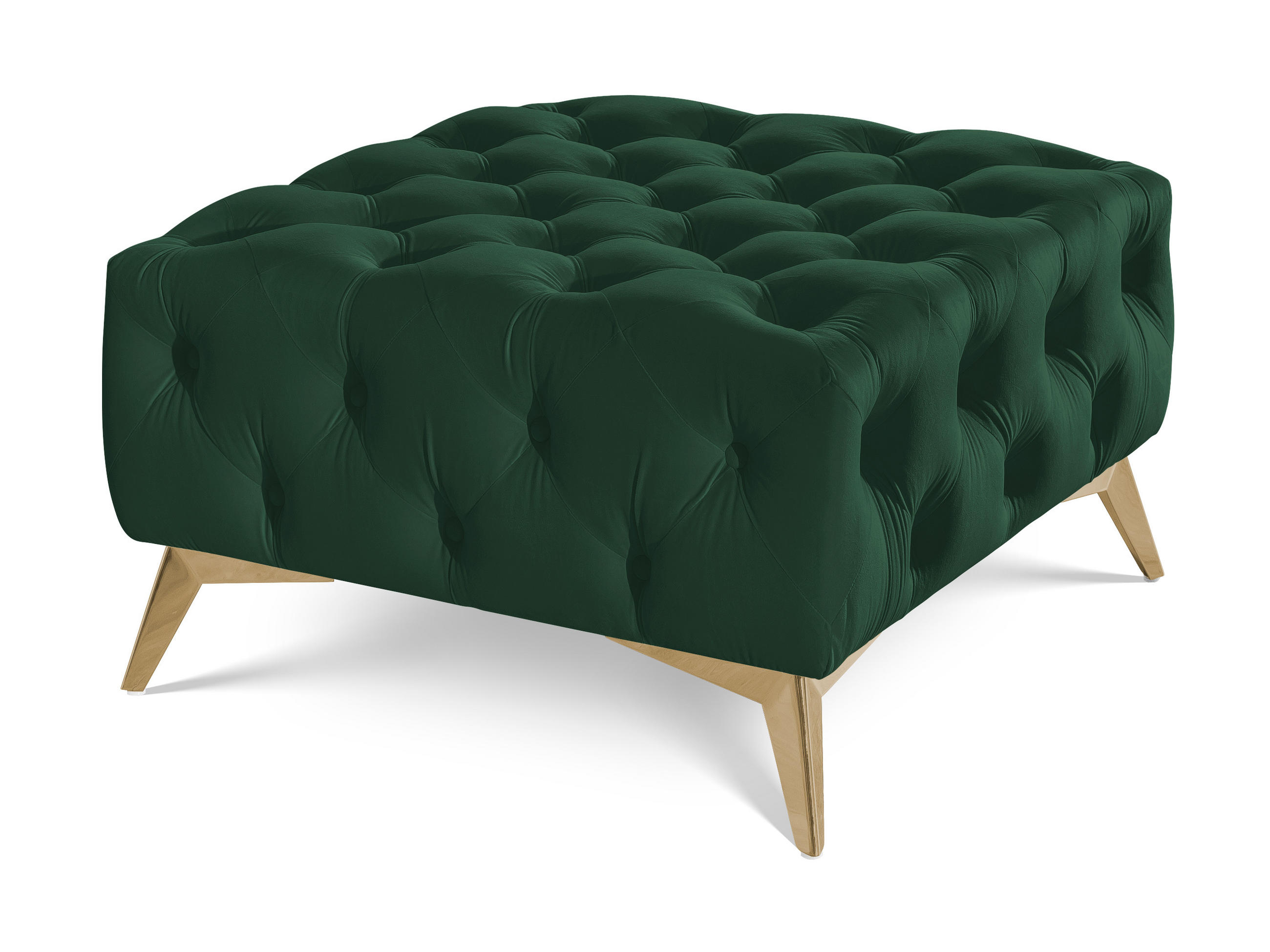 HOCKER Chesterfield Whitby Flaschengrün Samt mit goldenen Füßen - Dunkelgrün/Goldfarben, Holz/Textil (80/45/80cm) - S-Style Möbel