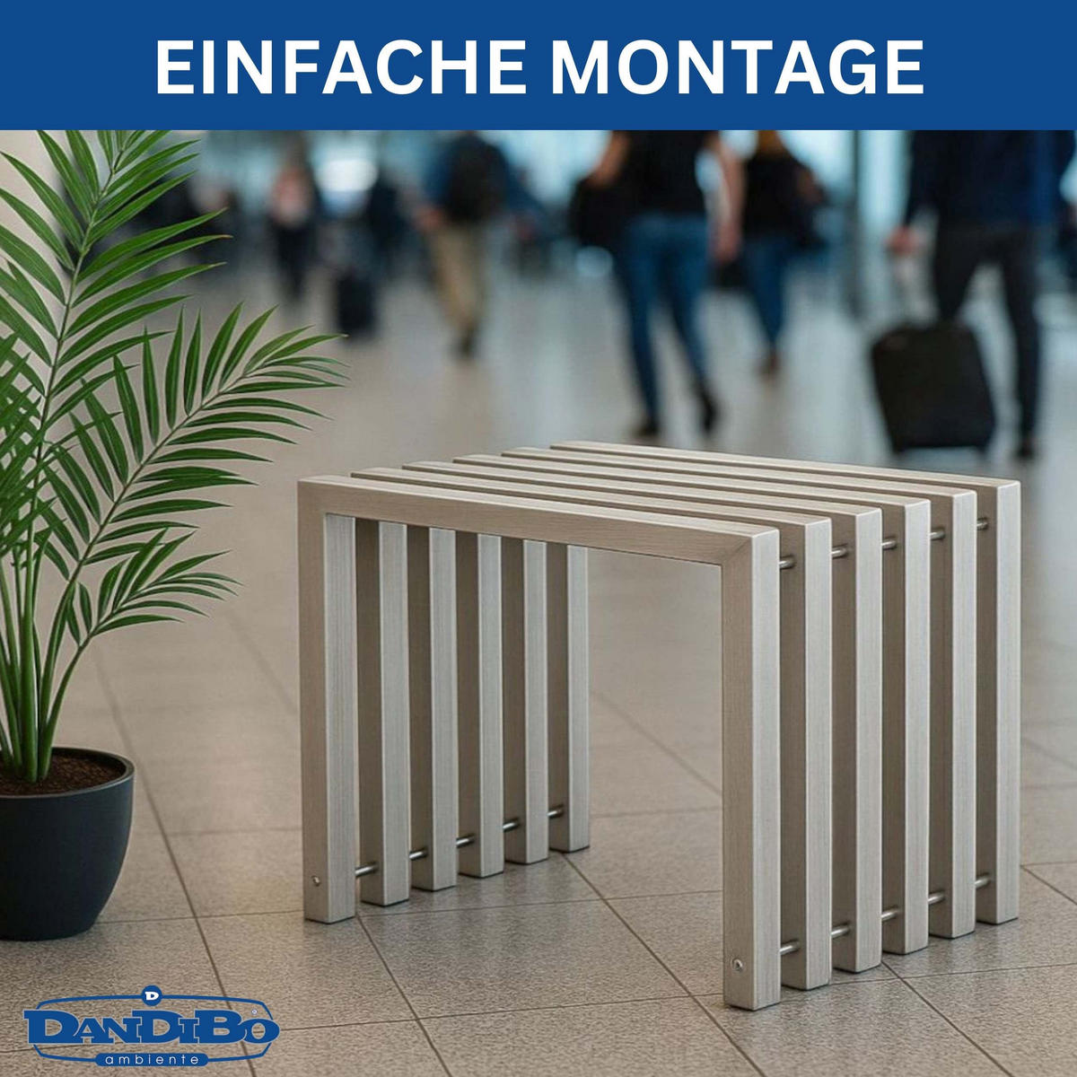 SITZHOCKER Edelstahl Modern 60 cm Sitzbank - Silberfarben, Metall (60/43.5/37cm) - DanDiBo