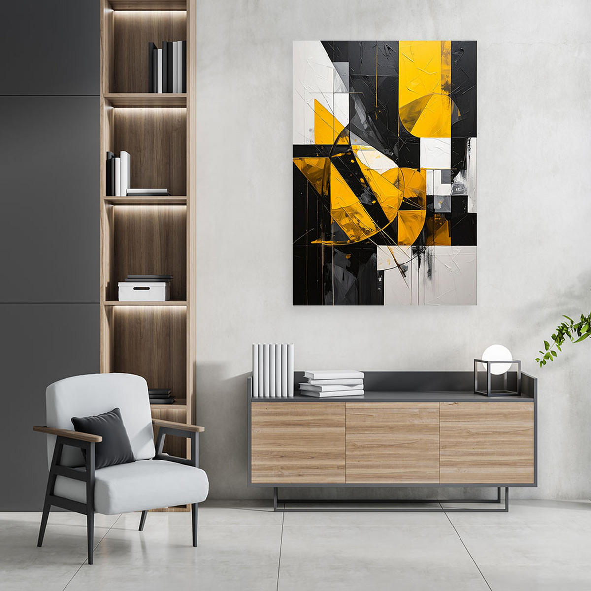 LEINWANDBILD 3D und geometrisch 80x120cm - Gelb, Textil (80/120cm) - Feeby