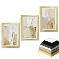 WANDBILDER 3er Set - 20x30 cm Goldrahmen - Abstrakte Muster beige weiß - Goldfarben, Kunststoff (20/30cm) - ArtPrintCave