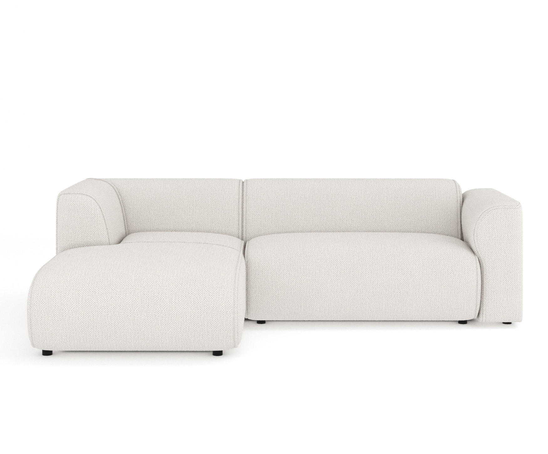 ECKSOFA Melani Beige Chenille-Stoff - Beige/Schwarz, Holz/Holzwerkstoff (253/153cm) - Maison de Reve