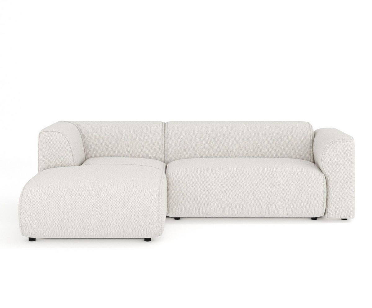 ECKSOFA Melani Beige Chenille-Stoff - Beige/Schwarz, Holz/Holzwerkstoff (253/153cm) - Maison de Reve