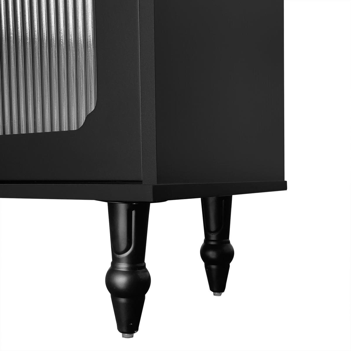 TV STOLEK černý a zlatý 175 cm s rýhovaným sklem a retro designem - černá, kompozitní dřevo (175/55.5/38cm) - Urban Meuble