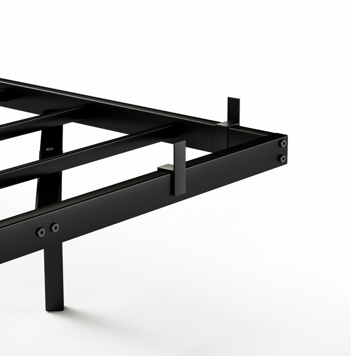 JUGENDBETT Metallbett 160/200 cm aus Stahl mit LED-Beleuchtung und Ladestation Schwarz - Schwarz, Metall (160/200cm) - Modenvie