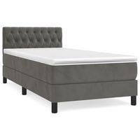 BOXSPRINGBETT 90/190 Cm Grau Samt - Dunkelgrau, Textil (90/193cm) - vidaXL
