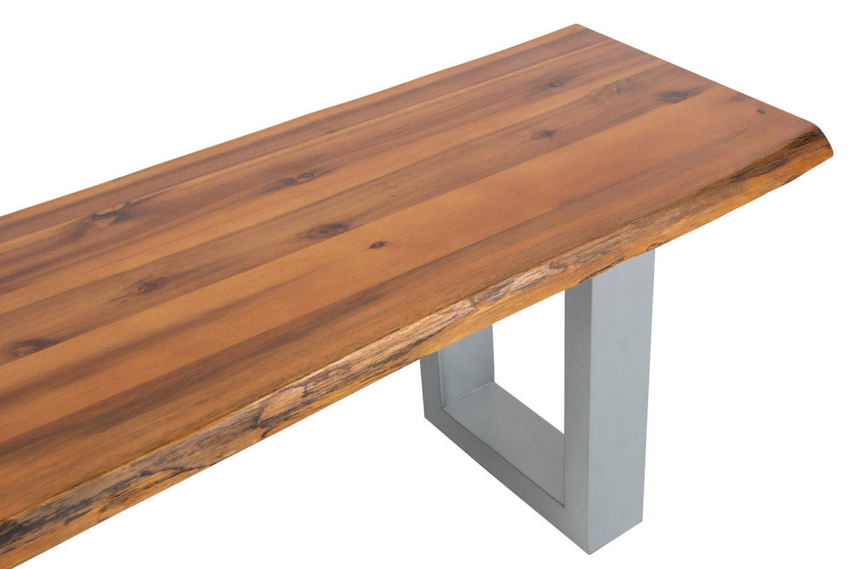 SITZBANK ESRA - Cognac/Silberfarben, Holz/Metall (160/45/42cm) - SAM