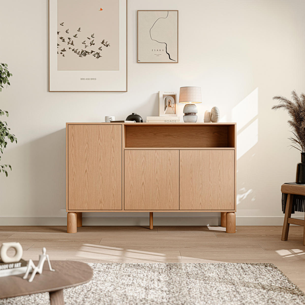 KOMMODE SENA mit Schränken - Naturfarben, Holzwerkstoff (140/91.6/40.6cm) - Idohome