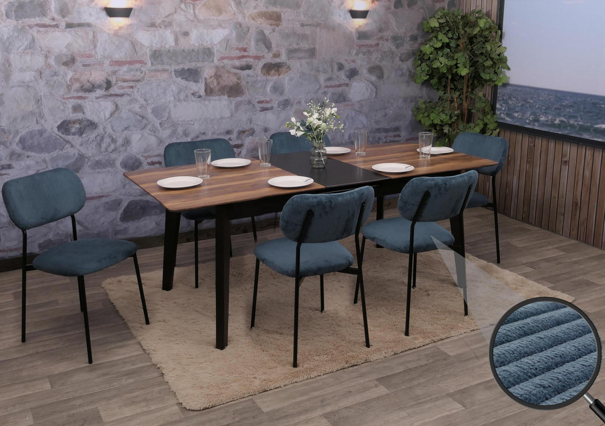 ESSZIMMERSTUHL Blau 6er-Set - Blau, Textil (44/83/52cm) - MCW