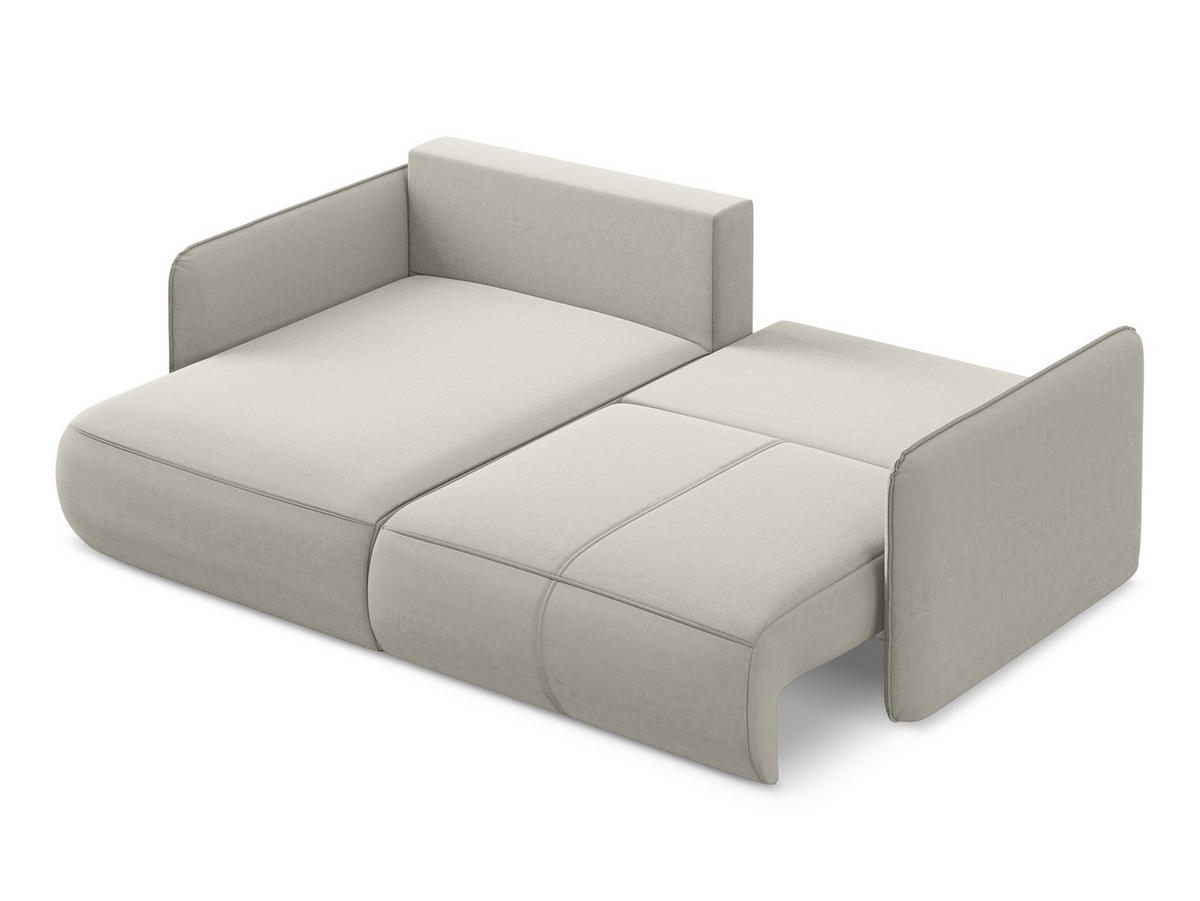 ECKSOFA mit Schlaffunktion Samt Stoff Creme - Perlmutt/Creme, Kunststoff/Textil (148/207cm) - Makamii