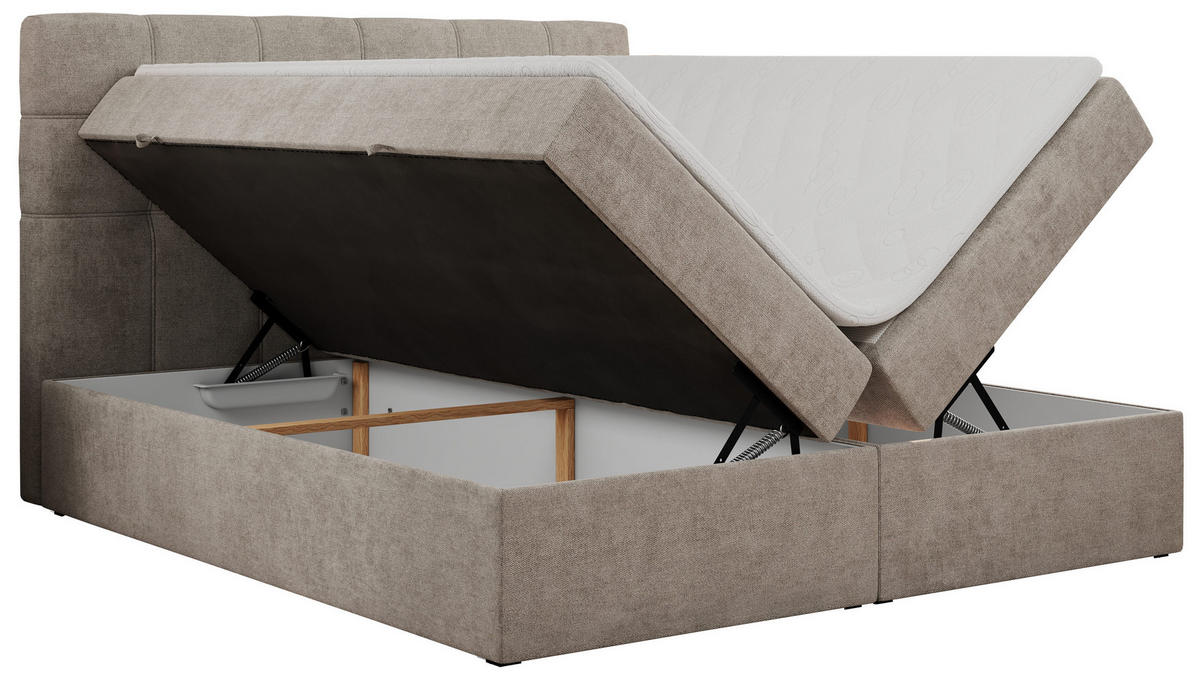 BOXBETT ERNI 120/200 - Beige Strukture - H3 - Beige, Holz/Textil (120/200cm) - MKS
