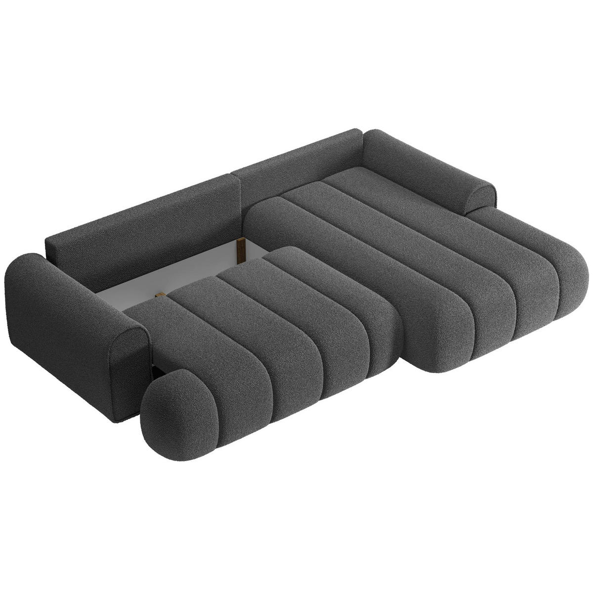 ECKSOFA Dandelino Grau mit Bouclé-Bezug, rechts - Schwarz/Grau, Kunststoff/Textil (172/271cm) - Selsey