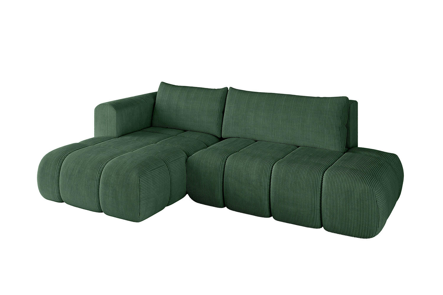 ECKSOFA Ottomane Links CLOUD-L 289x180x40 Grün Cord - Grün, Holzwerkstoff/Kunststoff (180/289cm) - ALTDECOR