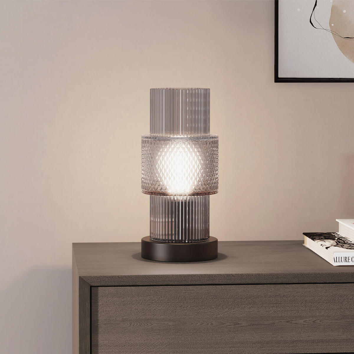 TISCHLAMPE YUKI - Transparent, Kleine Tischlampe - Transparent, Glas (12.7/12.7/27.9cm) - Home Deluxe