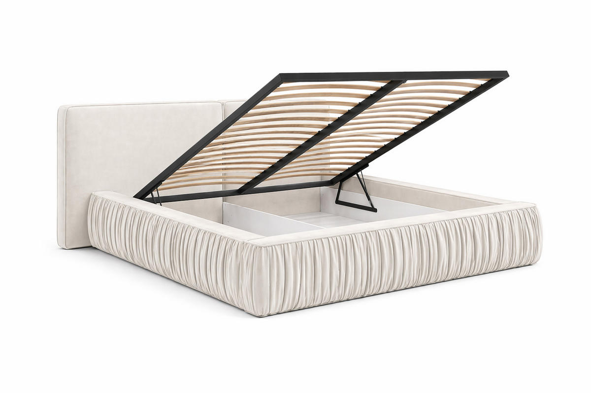 POLSTERBETT 08 180 x 200 cm – Riviera – Bett mit Gasdruckfedern und Stauraum - Creme, Holz (180/200cm) - ROYAL24_MARKT