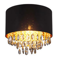 LED DECKENLEUCHTE Metall Schwarz Textil - Schwarz, Glas (40/40/33cm) - Globo Lighting