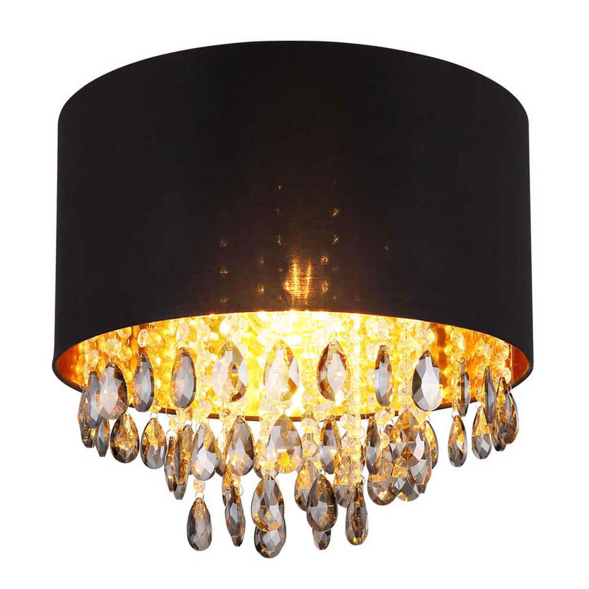 LED DECKENLEUCHTE Metall Schwarz Textil - Schwarz, Glas (40/40/33cm) - Globo Lighting