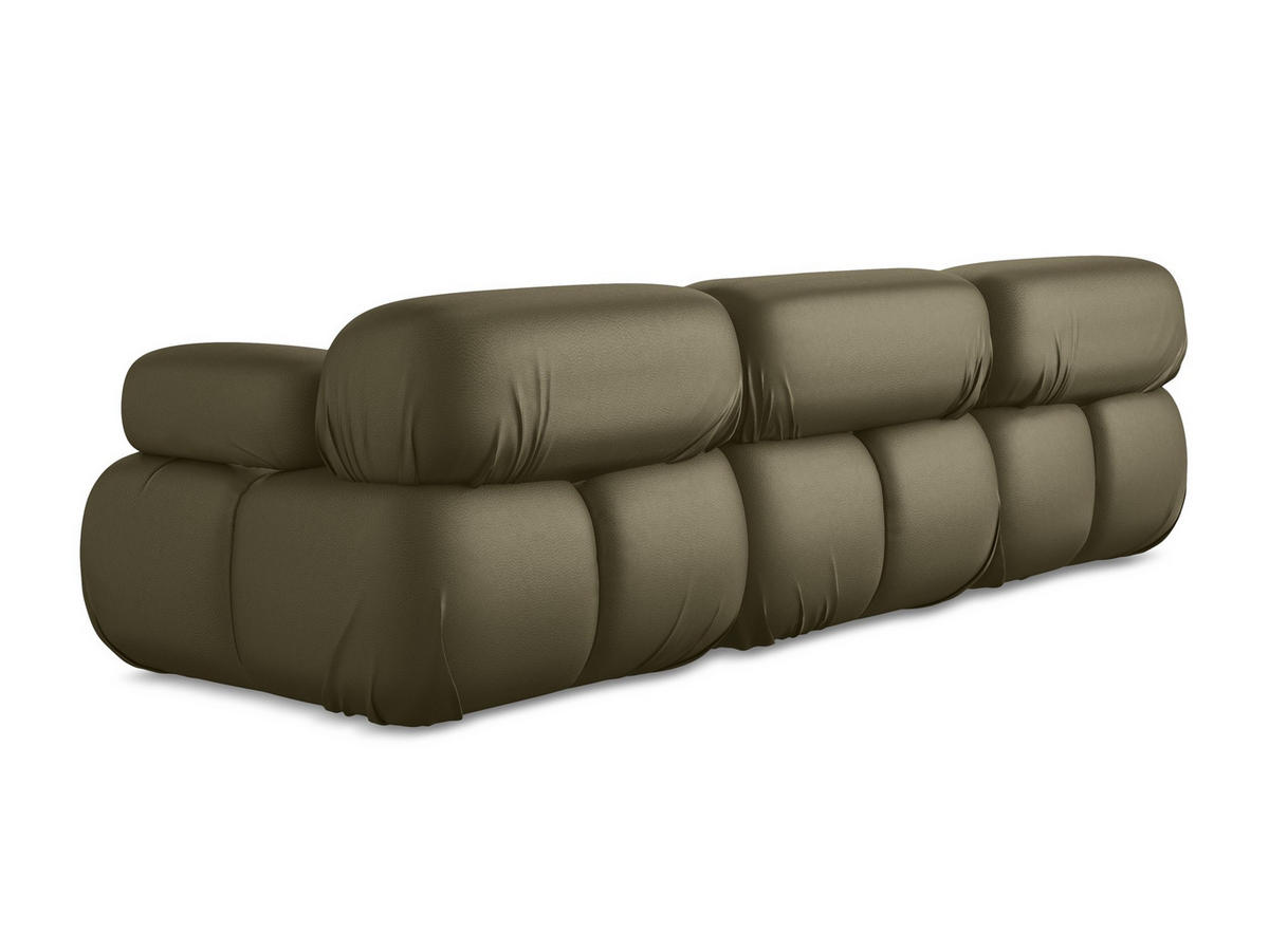 3-SITZER SOFA Kunstleder Grün - Schwarz/Olivgrün, Leder/Kunststoff (285/70/96cm) - Makamii