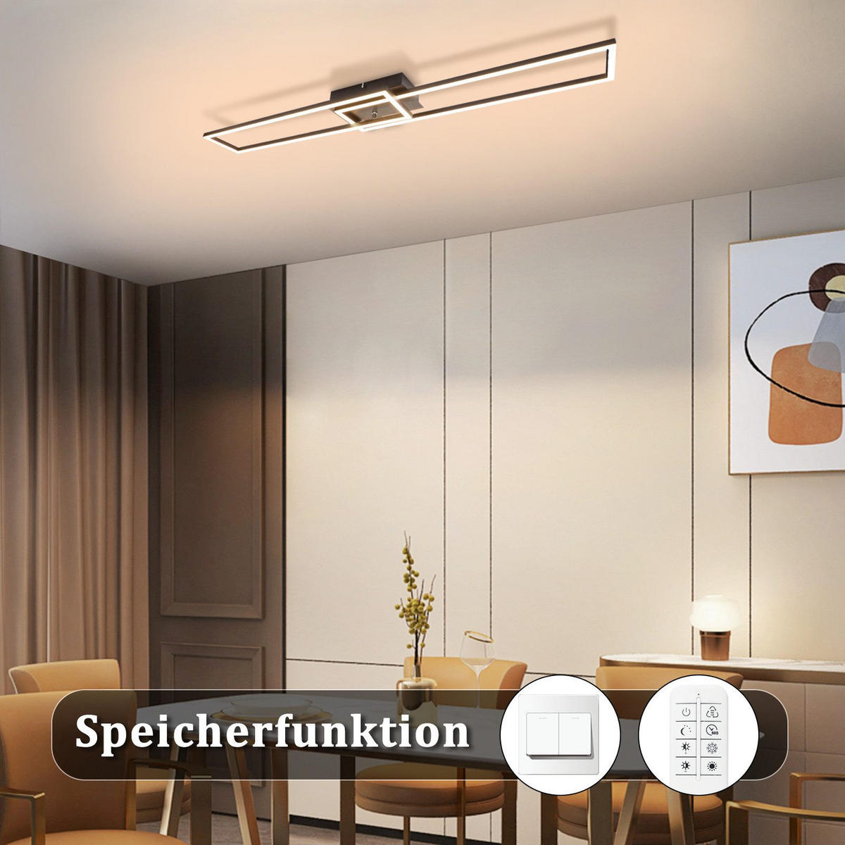 LED-DECKENLEUCHTE Maberry 17.2/95/5cm - Schwarz, Metall (95/17.2/5cm) - Nettlife