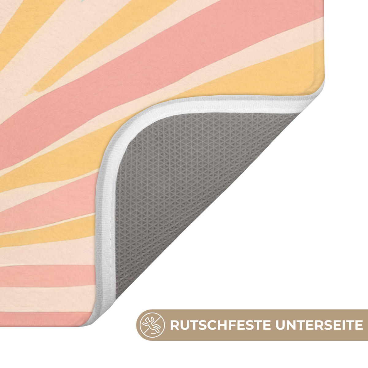 BADEMATTE Illustration - Sonne - Pastellfarben 60x40 cm - Pastellblau, Kunststoff/Textil (60/40cm)