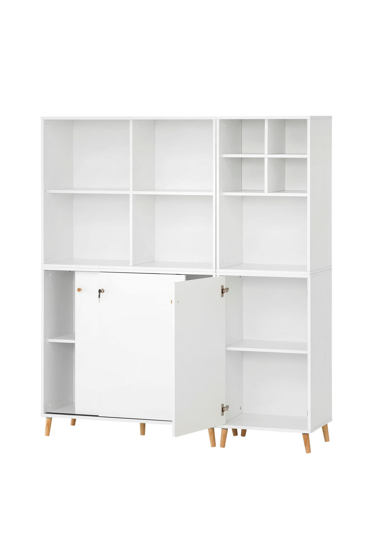 AKTENREGAL Jaguar 2er Set 2 AKTENSCHRANK & REGALKREUZ Breite 51-100 cm Weiß - Weiß, Holz (151/168.7/41cm) - PROREGAL