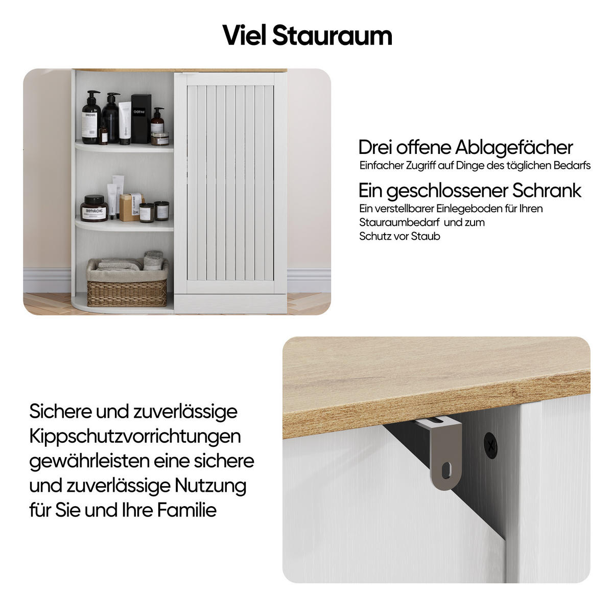 MIDISCHRANK 68/25/76 cm aus MDF mit verstellbaren Einlegeböden Weiß/Eiche - Weiß, Holzwerkstoff (68/76/25cm) - Modenvie
