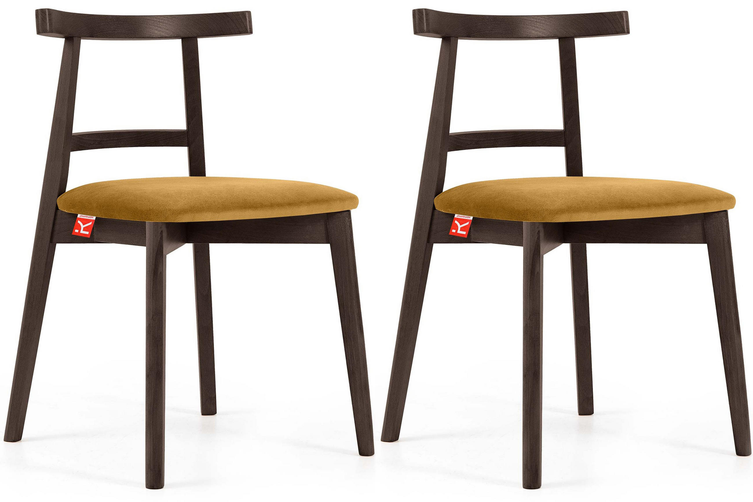 ESSTISCHSTÜHLE LILIO 2 St Vintage, Gelb / dunkelbraun - Gelb/Dunkelbraun, Holz/Textil (47/76/45cm) - KONSIMO®