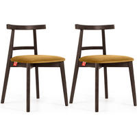 ESSTISCHSTÜHLE LILIO 2 St Vintage, Gelb / dunkelbraun - Gelb/Dunkelbraun, Holz/Textil (47/76/45cm) - KONSIMO®