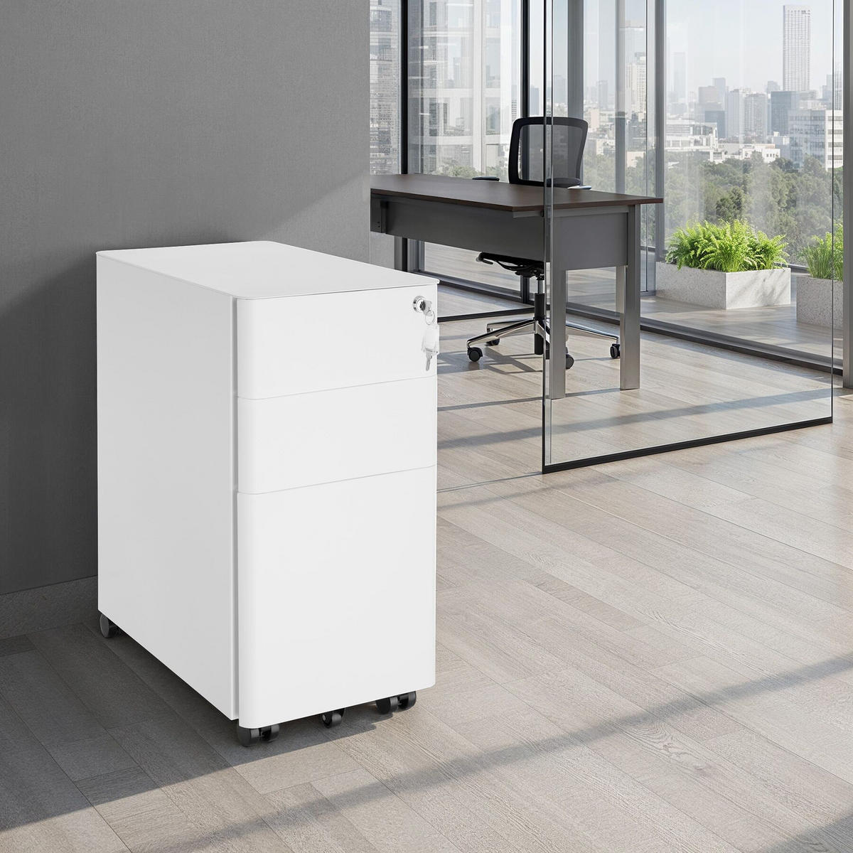 AKTENROLLSCHRANK Parvus,30 x 50 x 59,5 cm,weiß - Weiß, Textil (30/59.5/50cm) - tectake