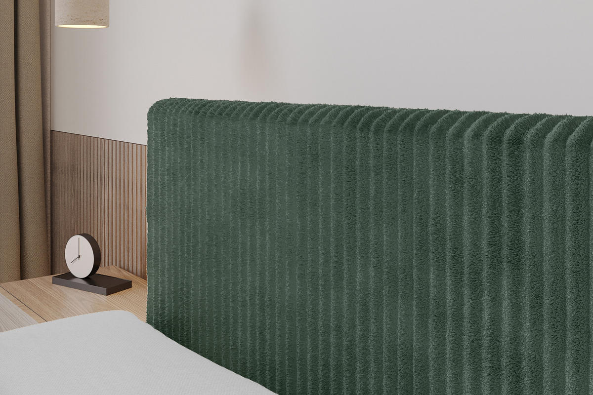 BOXBETT mit Matratze H4 und Lattenrost - TOLO-Z - 140x200 Cord - Dunkelgrün - Dunkelgrün, Holzwerkstoff (140/200cm) - ALTDECOR