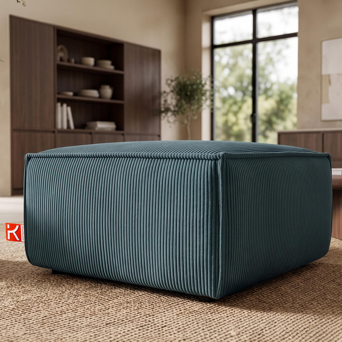 SITZPOUF NAPI gefederte Sitzfläche, blau - Blau/Schwarz, Textil (83/45/83cm) - KONSIMO®