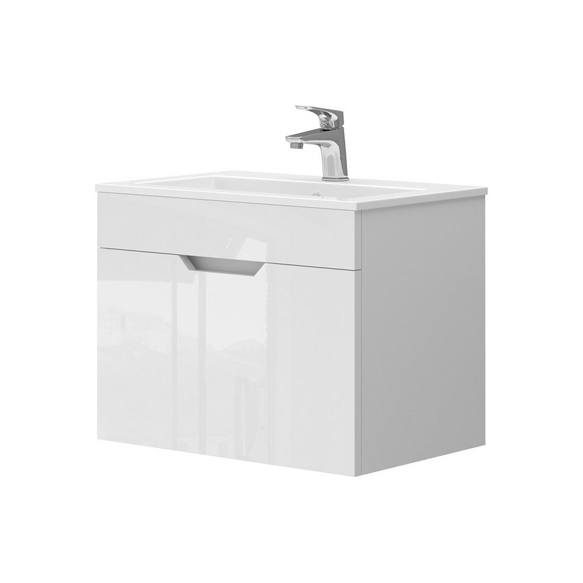 WASCHTISCHKOMBI Stefanie, Weiß Hochglanz, 2 Teile, Unterschrank 60 cm - Weiß, Holzwerkstoff (60/46.2/40cm) - Vicco