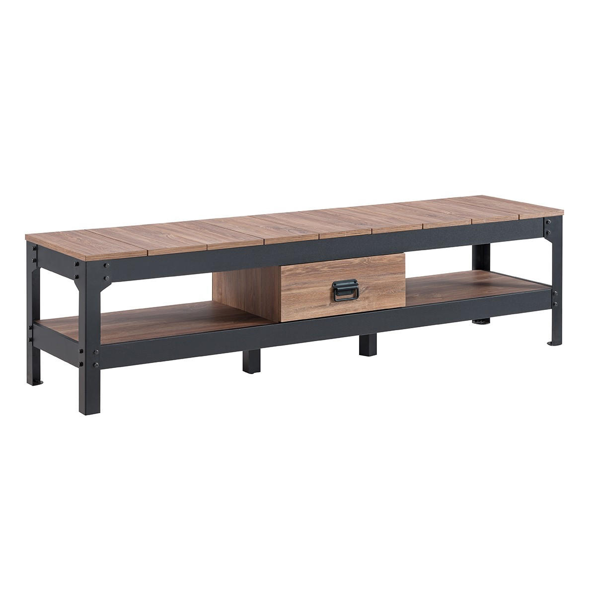TV-MÖBEL Farbe Alt-Eiche mit 2 Ablagen und 1 Schublade - 151/38.5/40 cm - Nussbaumfarben, Holzwerkstoff (38.5/40/150.9cm) - Calicosy