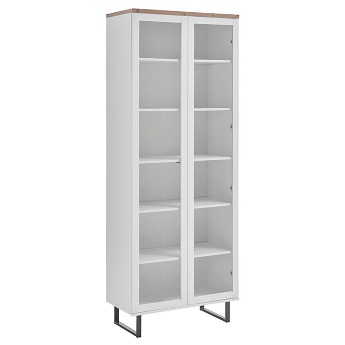 VITRINENSCHRANK weiß - Weiß, Holzwerkstoff (80/206/40cm) - ebuy24