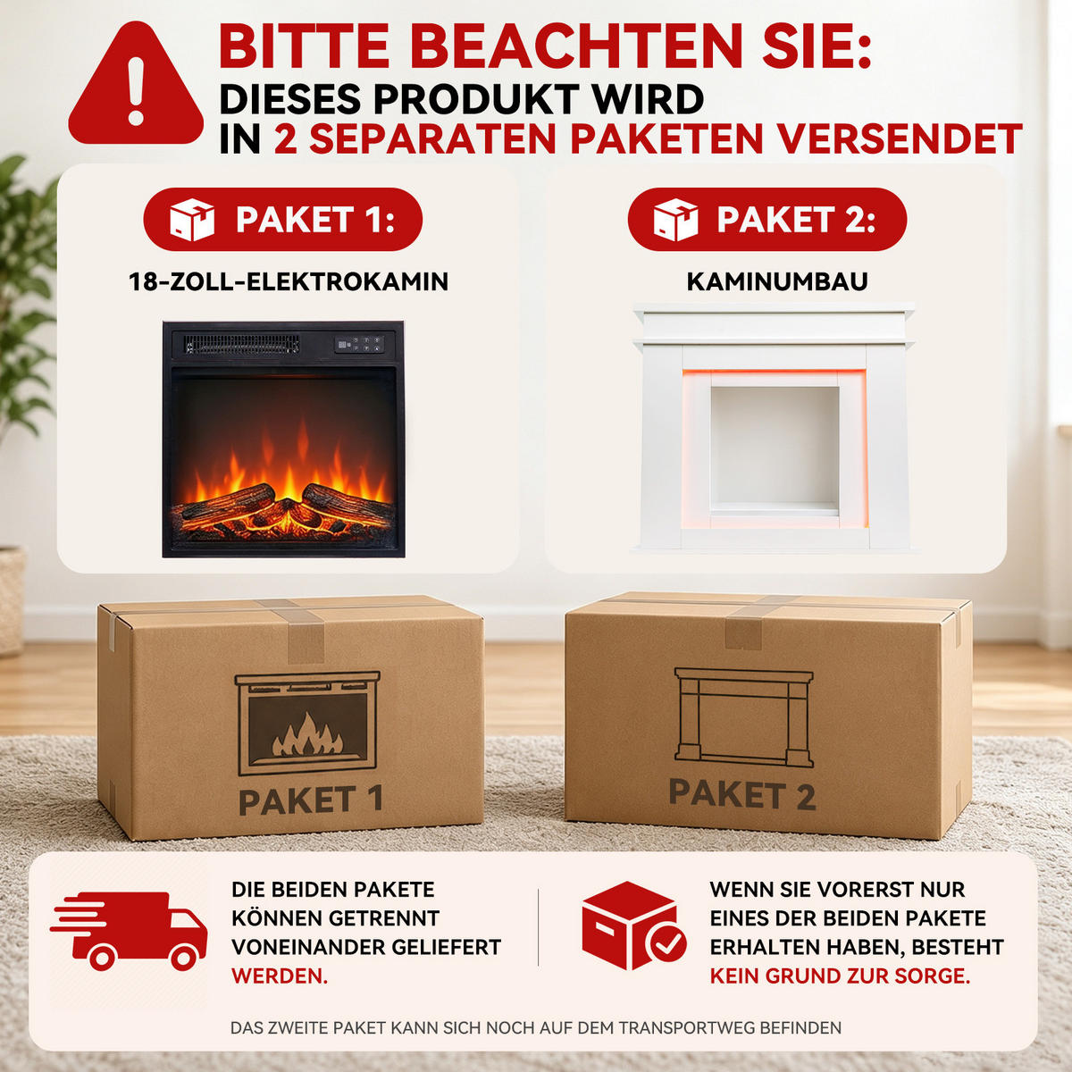 ELEKTROKAMIN mit Schrank 18-Zoll, 900/1800 W - Weiß, Holzwerkstoff (35/89/101cm)
