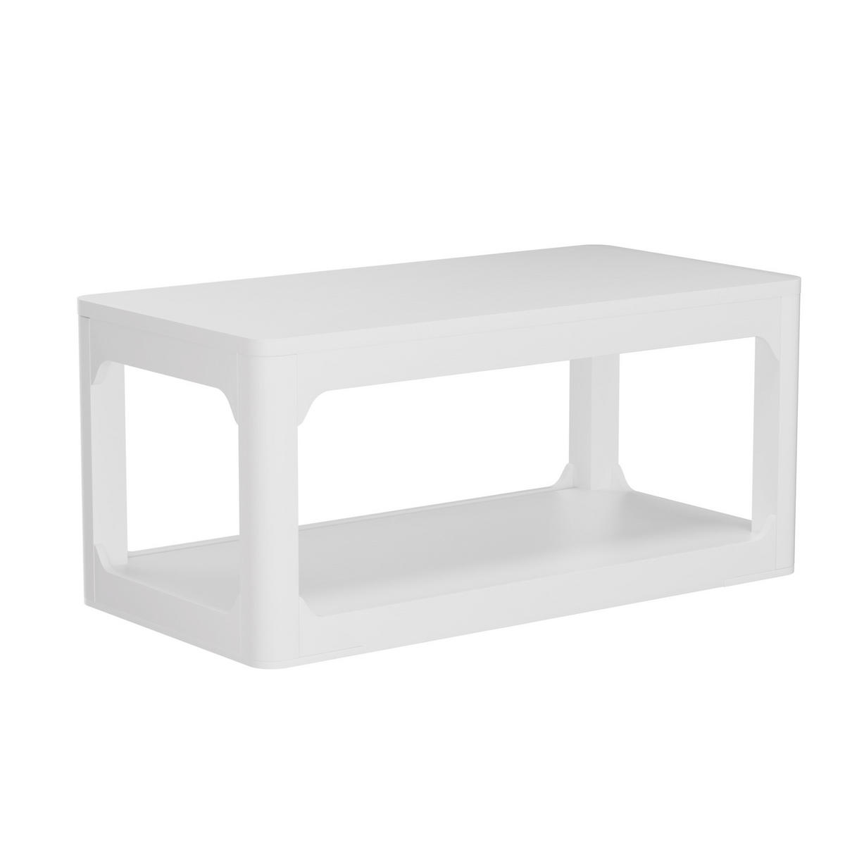 COUCHTISCH mit 2 Ablagefächern 100 x 50 x 44,5 cm Weiß MDF - Weiß, Holzwerkstoff (100/50/44.5cm) - Meubliv