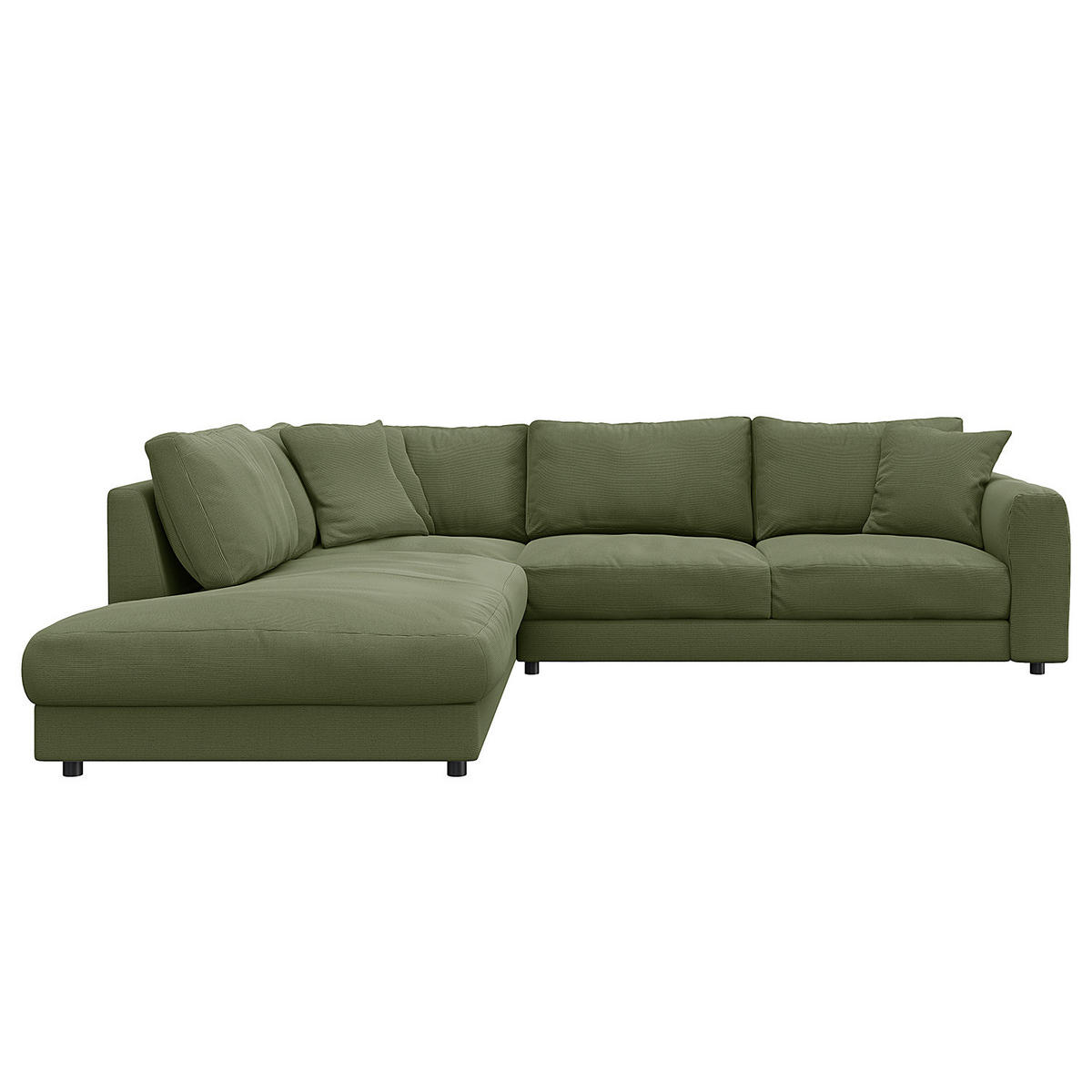 ECKSOFA mit Ottomane - Schwarz/Grün, Holz/Kunststoff (267/254cm) - home24