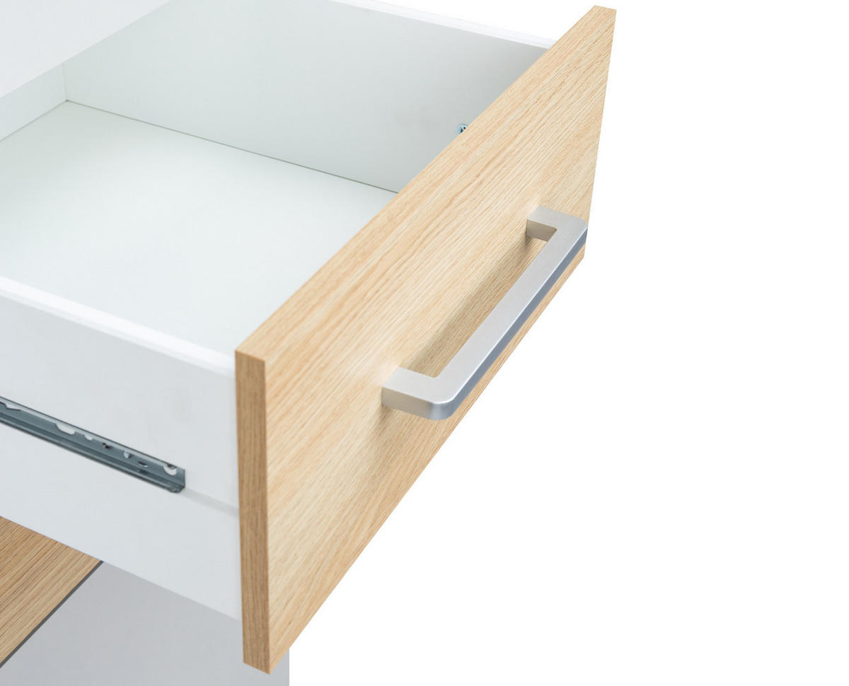 KLEIDERSCHRANK Elina - Eichefarben/Silberfarben, Holzwerkstoff/Kunststoff (1/1/1cm) - arthur berndt