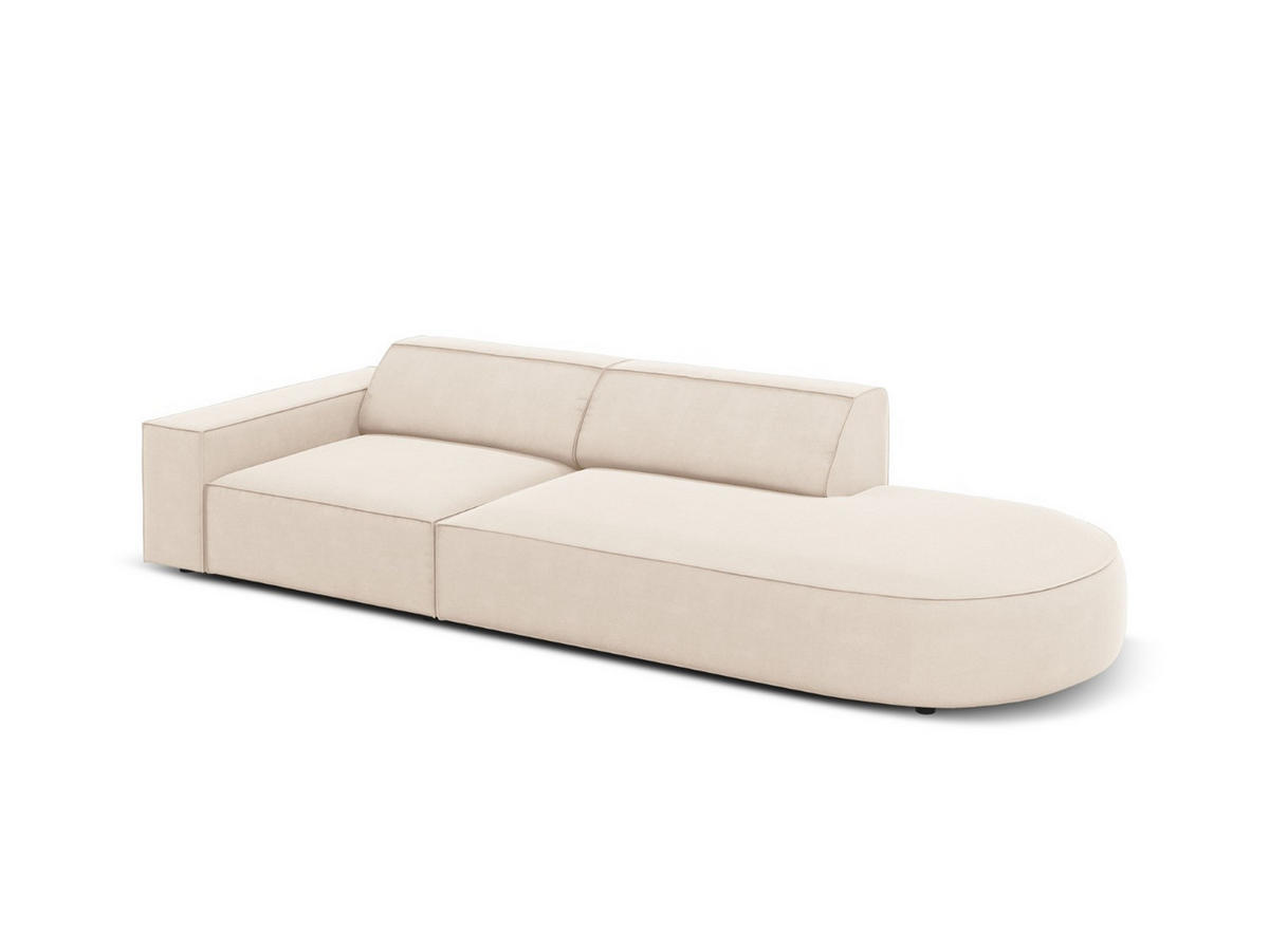 RECHTES-SOFA Jodie aus Samt leichtes beige 3 Sitzplätze - Beige, Textil (102/70/262cm) - Micadoni