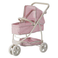 PUPPENWAGEN 2-in-1, Rosa, 70cm - Pink, Holz (63/70/43cm) - Teamson Kids