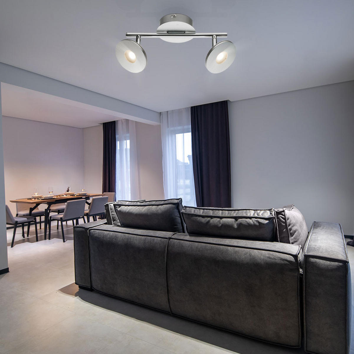 LED DECKENLEUCHTE Aluminium Silber - Silberfarben, Metall (25.4/10/14.2cm) - Globo Lighting