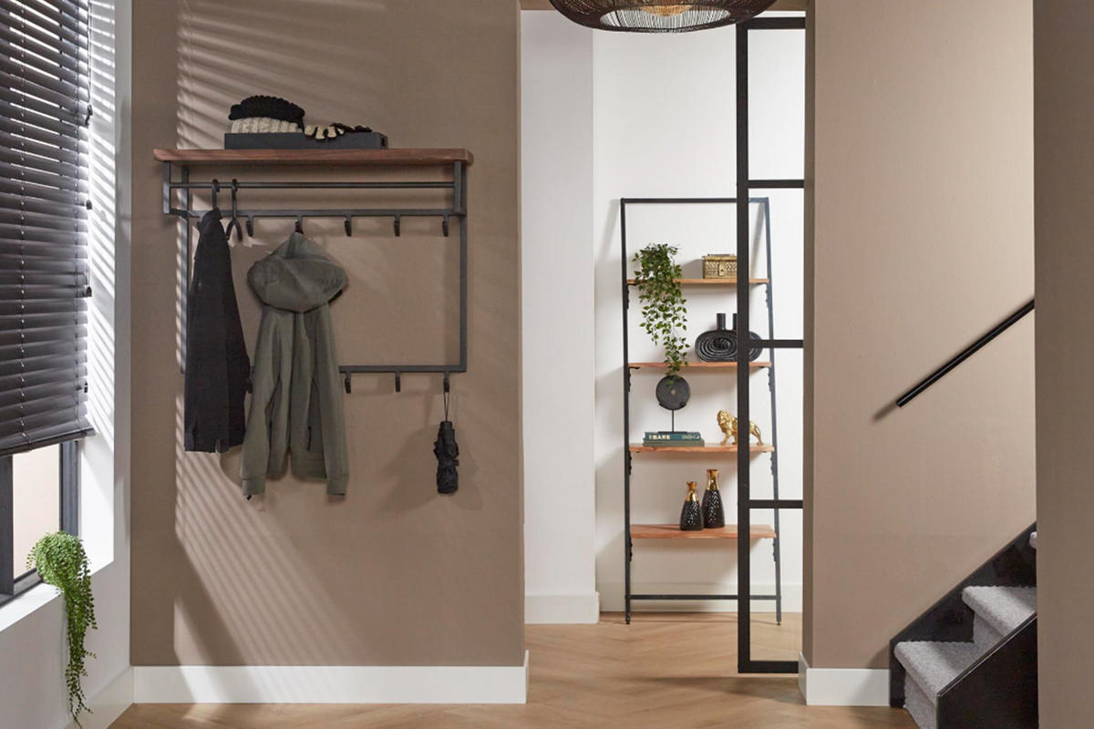 GARDEROBE ADELIA Grau Nussbaum - Grau, Metall (100/80/30cm) - KAWOLA