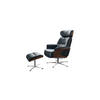 RELAXSESSELSET TOSAR Schwarz Leder - Silberfarben/Schwarz, Leder/Metall (83/110/89cm) - KAWOLA