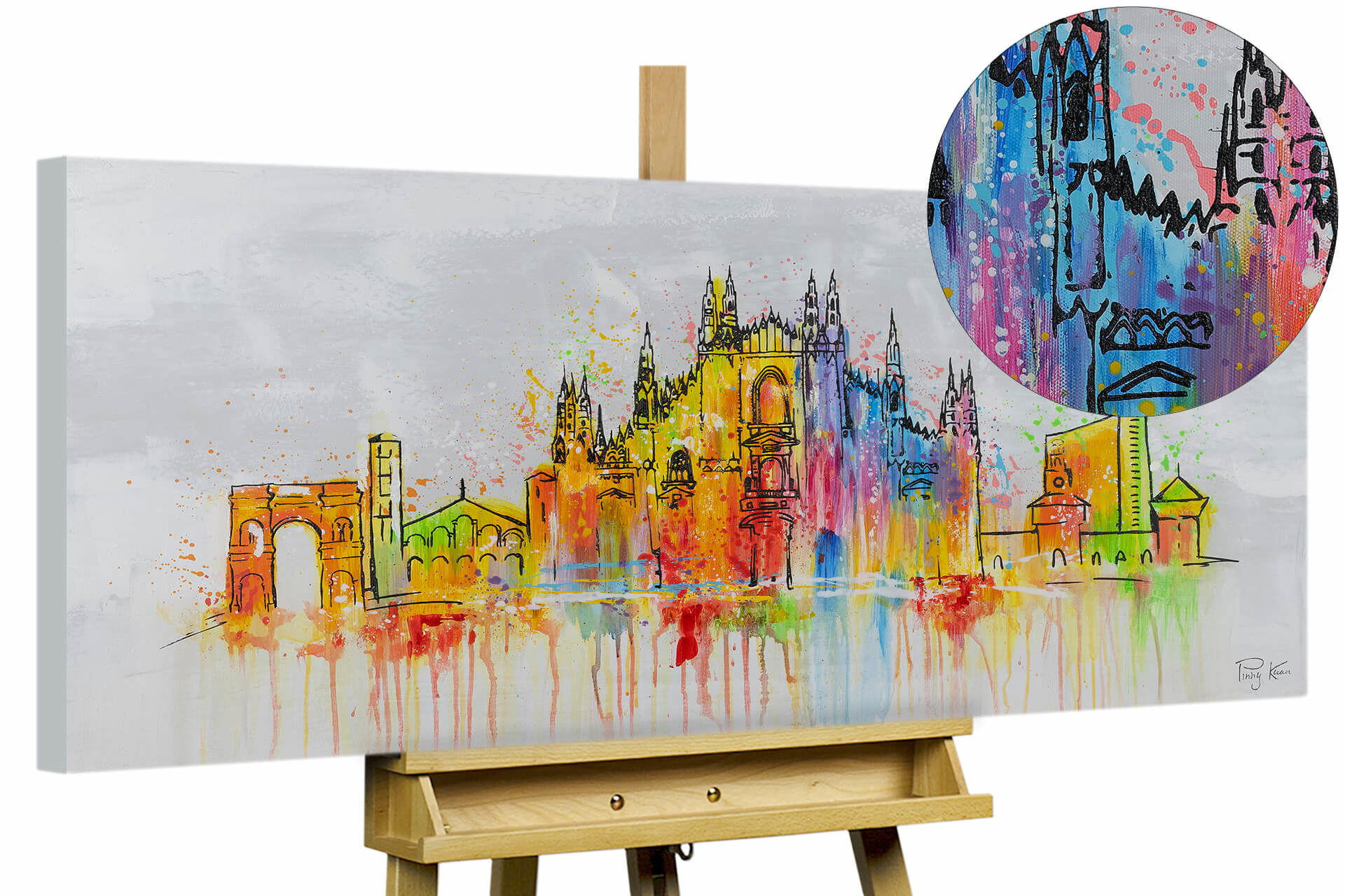 KUNSTLOFT RUČNĚ MALOVANÝ AKRYLOVÝ OBRAZ ŠEDÝ, 120/60 CM