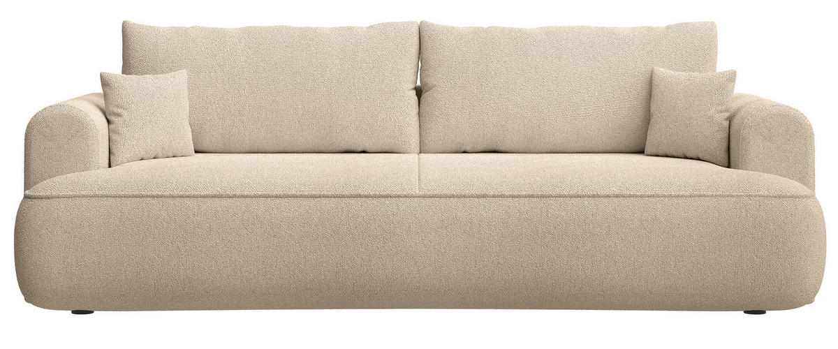 SCHLAFSOFA Ovo Hellbeige 250 cm - Ecru/Schwarz, Kunststoff/Textil (250/92/110cm) - Selsey